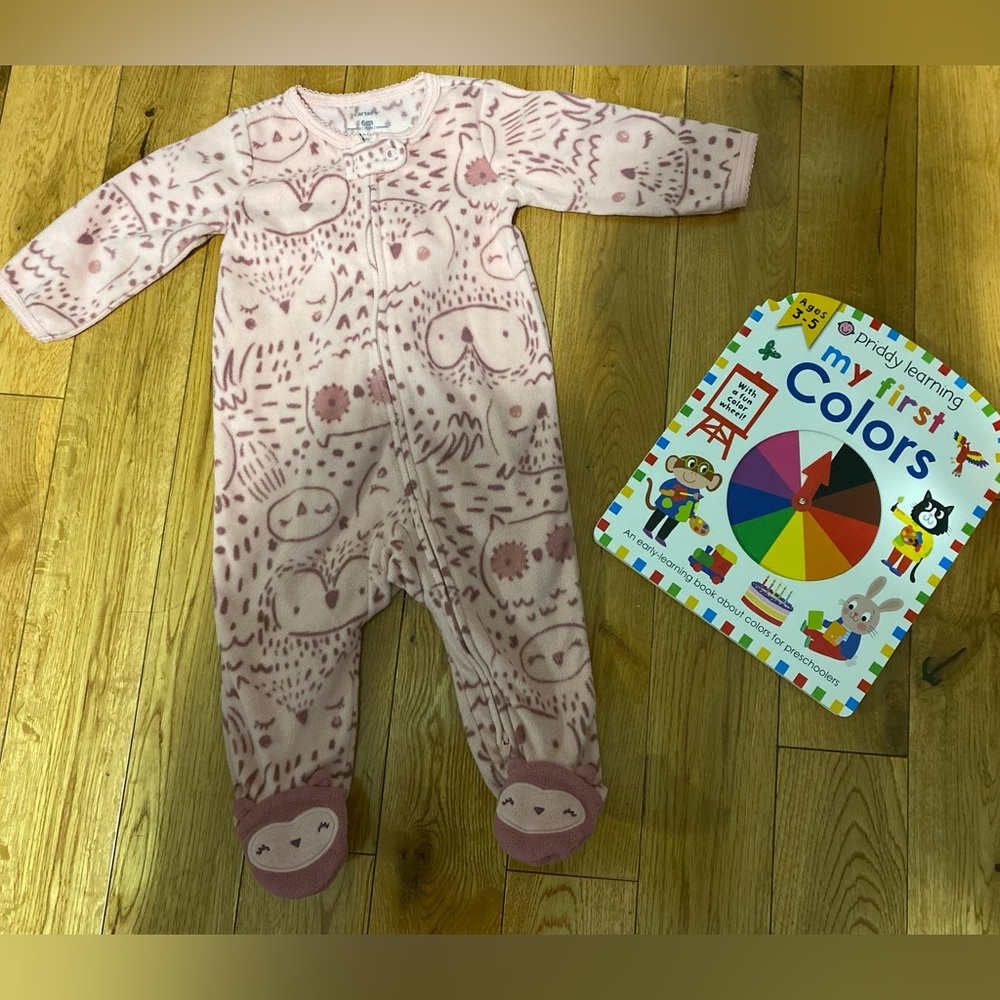 Carter's 6 Month Fleece Pink Owl Design Pajama PJs 1pc Girl Sleeper Footie.